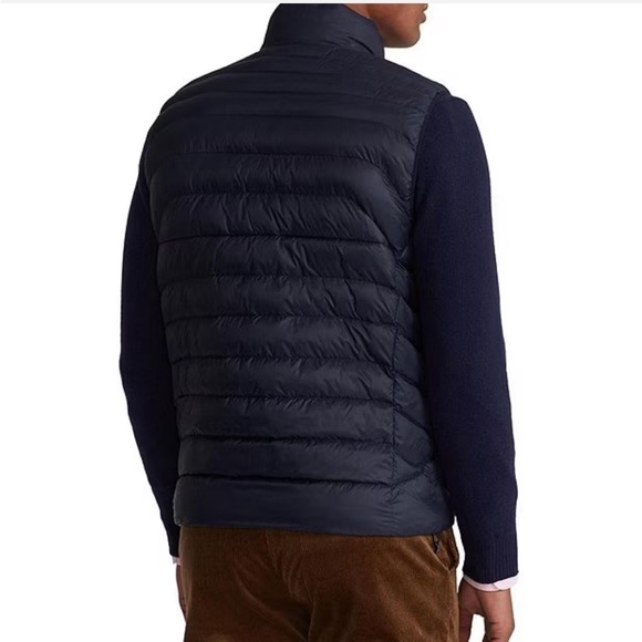 POLO Ralph Lauren Navy Blue The Colden Packable Glossed Vest - Picture 14 of 15